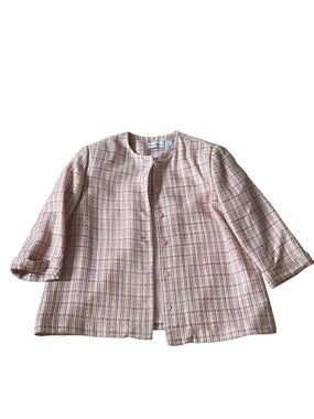Alfred Dunner Pink & White Tweed Blazer Jacket - Size 18